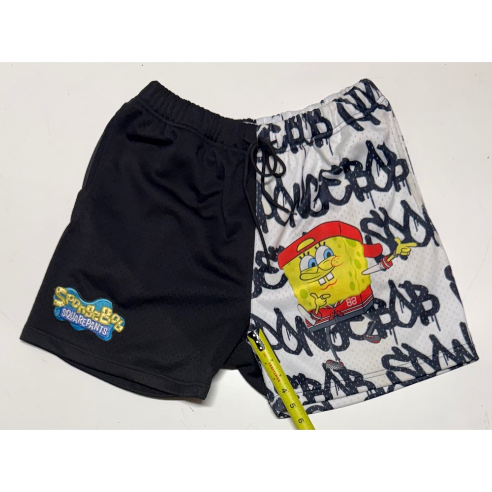 Nickelodeon SpongeBob SquarePants Mesh Basketball Shorts Mens Medium Split Black